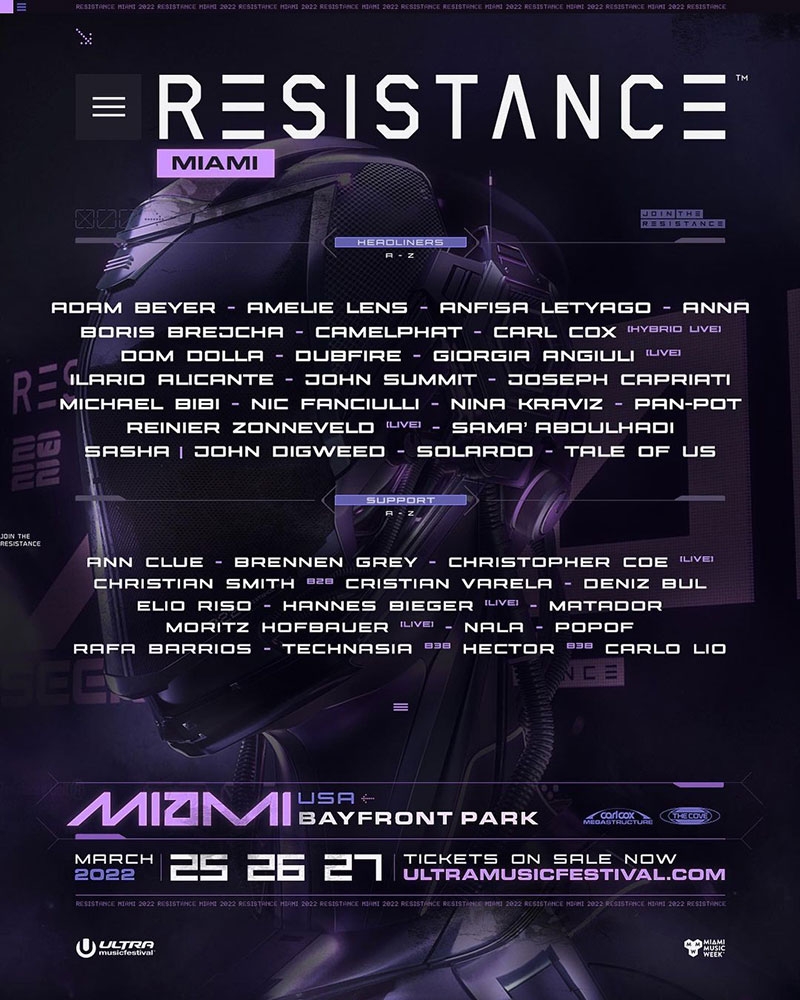 RESISTANCE Miami 2022 lineup Phase 1 Poster